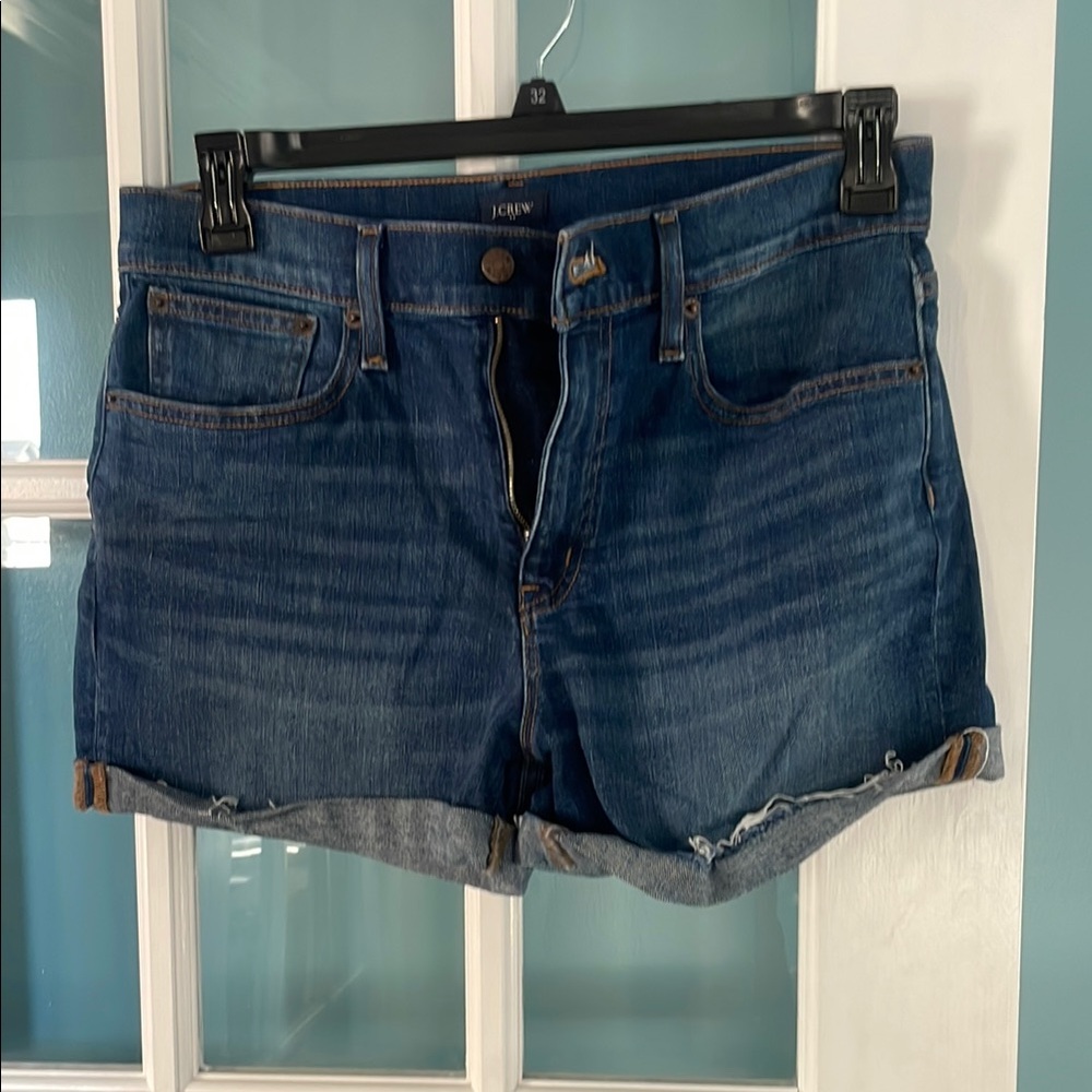 J. Crew Blue Jean Shorts with Frayed Hem